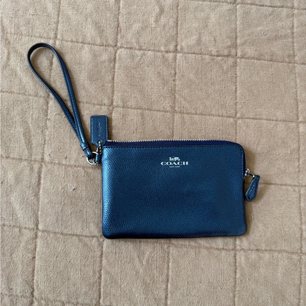 Coach Midnight Blue Leather Wristlet